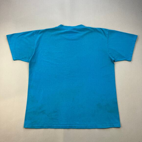 Vintage Blue T-Shirt Adult Small Oneita Blank Single Stitch Basic Made USA 90s - Picture 3 of 13